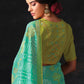 Light Turquoise Blue Bandhani Print Soft Silk Saree with Contrast Blouse