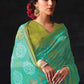 Light Turquoise Blue Bandhani Print Soft Silk Saree with Contrast Blouse