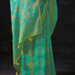 Light Turquoise Blue Bandhani Print Soft Silk Saree with Contrast Blouse
