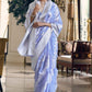 Floral Purple Lucknowi Chikankari Weaving Silk Saree