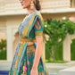 Turquoise Blue Designer Silk Ready to Wear Lehenga Choli With Sparkle & Mirror Work