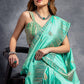Turquoise Green Zari Woven Designer Silk Saree