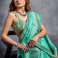 Turquoise Green Zari Woven Designer Silk Saree