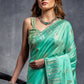 Turquoise Green Zari Woven Designer Silk Saree