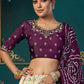 White & Purple Dola Silk Lehenga Choli with Thread & Khatli work