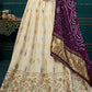 White & Purple Dola Silk Lehenga Choli with Thread & Khatli work