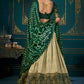 White & Green Dola Silk Lehenga Choli with Thread & Khatli work