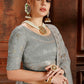 Trout Grey Soft Net Lehenga Choli with Thread,Zari, Zarkan & Pearl work