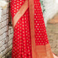 Ferrari Red Soft Banarasi Silk Saree with overall Butti