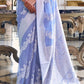 Floral Purple Lucknowi Chikankari Weaving Silk Saree