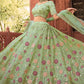 Pastel Green Organza Lehenga Choli with Dori, Thread & Zarkan work
