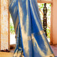 Sapphire Blue Woven Kanjivaram Saree:Limited Edition