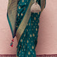 Prussian Blue Zari Woven Dola Silk Saree With Zari Woven Blouse