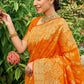 Tangerine Orange Zari Woven Banarasi Silk Saree