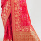 Ruby Pink Zari Woven Banarasi Silk Saree
