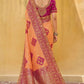 Orange Purple Designer Dola Silk Saree with Embroidered Weaving Border