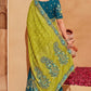 Olive Teal Silk Half N Half Saree Elegant Designer Party Wear