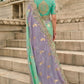 Sea Green Lavender Designer Dola Silk Saree Elegant Party Wear Look