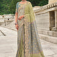 Grey Green Viscose Silk Saree with Cut Work Elegant Party Wear Look
