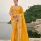 Shaded Yellow Pure Viscose Jacquard Saree Elegant Festive Party Wear