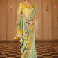 Sage Green Mustard Yellow Silk Blend Saree with Tassel Pallu Elegant