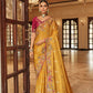 Mustard Yellow Soft Silk Saree with Rani Pink Heavy Embroidered Blouse