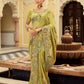 Pistachio Green Soft Silk Saree with Peacock Motif Handwork Elegant