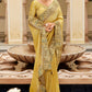 Golden Yellow Tissue Silk Saree with Intricate Embroidered Border