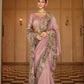 Dusty Rose Pink Sage Green Shaded Silk Saree Elegant Festive Party Wear