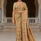 Beige Multi Color Heritage Motif Silk Saree Elegant Festive Wear Look