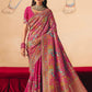 Rani Pink Dola Silk Saree with Zari Embroidery Madhubani Motifs Elegant