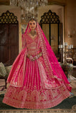 Rani Pink Silk Bridal Lehenga with Double Dupatta Heritage Zari Work