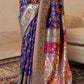 Admiral Blue Banarasi Jamawar Woven Silk Saree