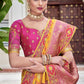Yellow Pink Zari Work Banarasi Silk Saree for Wedding & Festive Wear Look