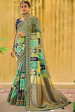 Traditional Blue Grey Woven Banarasi Designer Embroidery Silk Saree