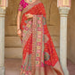 Imperial Red Designer Dola Silk Saree with Embroidered Weaving Border