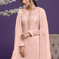 Crepe Pink Georgette Sharara Suit with Thread, Sequins & Khatli work