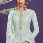 Light Coral Blue Georgette Sharara Suit with Thread, Sequins & Khatli work