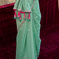Verdigris Blue Zari Weaving Organza Saree with Embroidered Blouse