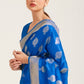 Egyptian Blue Zari Butta Woven Banasari Silk Saree