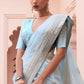 Baby Blue Woven Linen Silk Saree