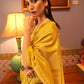 Aureolin Yellow  Designer Satin Silk Saree