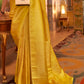 Aureolin Yellow  Designer Satin Silk Saree