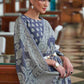 Wedgewood Blue Chikankari Weaving Silk Saree