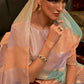 Orange Multicolour Woven Organza Silk Saree