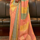 Yellow & Pink Woven Organza Silk Saree