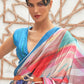 Azure Blue Digital Printed Crepe Silk Saree