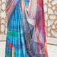 Azure Blue Digital Printed Crepe Silk Saree