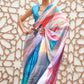 Azure Blue Digital Printed Crepe Silk Saree