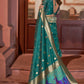 Arabian Green Woven Chanderi Banarasi Fusion Silk Saree